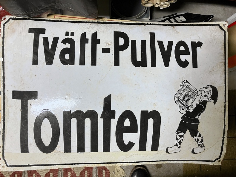 Emaljskylt Tvätt-pulver Tomten