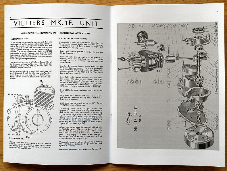 Verkstadshandbok Villiers MK 1F. 2-växlad 98 cc